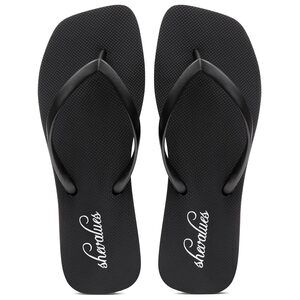 Women's Slim Square Toe Flip Flops Comfortable Summer Rubber Thong